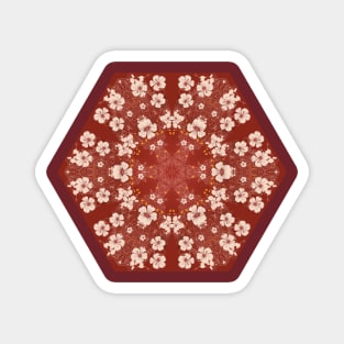 Aloha Hibiscus Kaleidoscope Pattern on Red Magnet