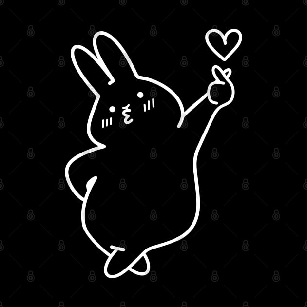 Bunny with Finger Heart | Korean Finger Heart Design | Handmade Illustrations by Atelier Serakara by Atelier Serakara