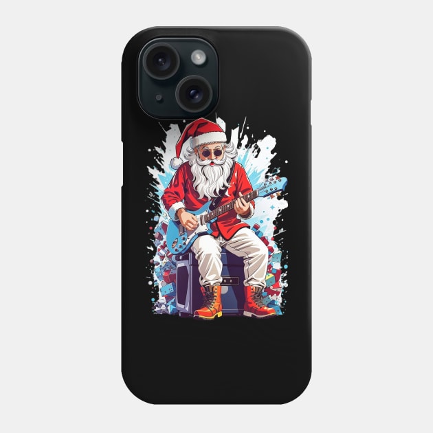 Santa Claus Playing Guitar Phone Case by Electric Tone