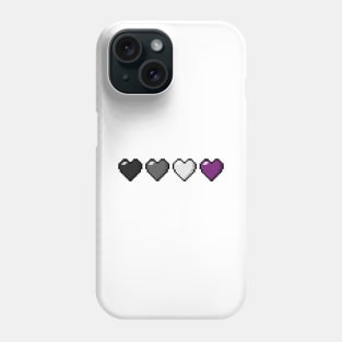 Row of Four Asexual Pride Flag Pixel Hearts Phone Case