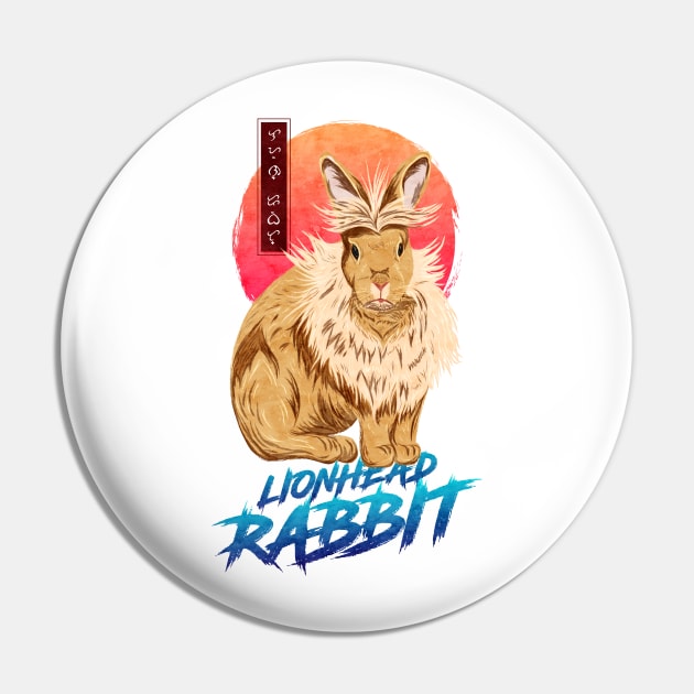 Lionhead Rabbit - White Pin by Thor Reyes