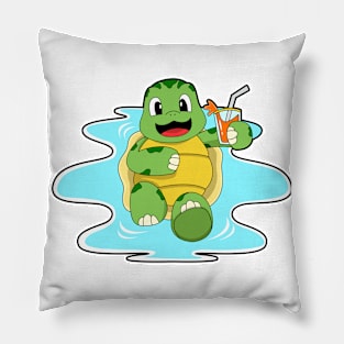 Turtle with Drink in Water Pillow