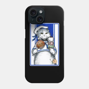 Sailor Cat With Ice Cream - White Outlined Version Phone Case