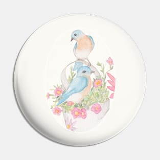 Watercolor cottage birds Pin