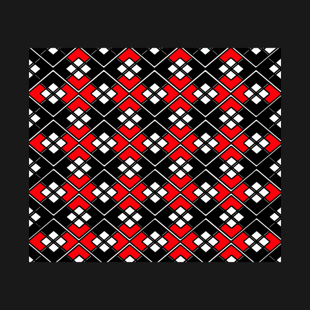 Abstract geometric pattern - red and black. by kerens