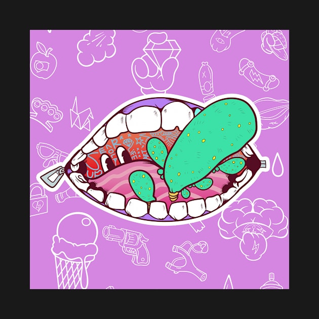 Dope taste of the mouth cartoon illustration by slluks_shop