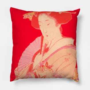 Japanese Lady Red Classic Art Pillow