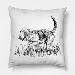 Bloodhound Ink Drawing Pillow