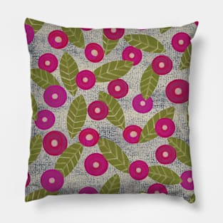 Poppy Flowers in Fuchsia – dry chalk pastelles Pillow