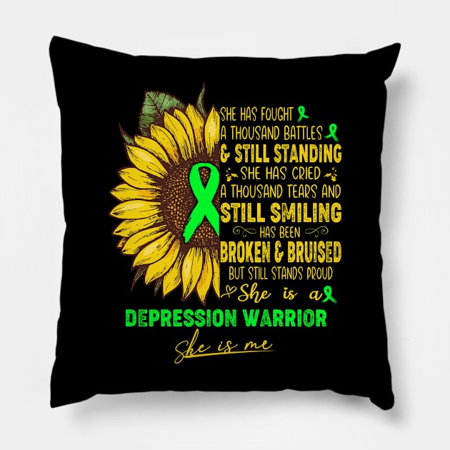 Depression Awareness She is A Depression Warrior She is Me Pillow by ThePassion99