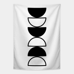 Minimalist Modern Geometric Black and White Moon Shape Tapestry