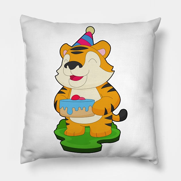 Tiger Birthday Cake Pillow by Markus Schnabel