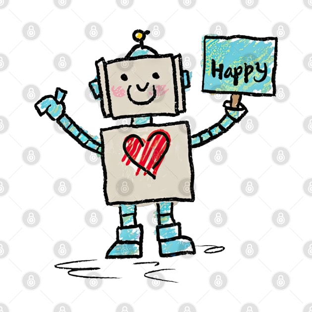 Cute Happy Robot by Gadgetealicious