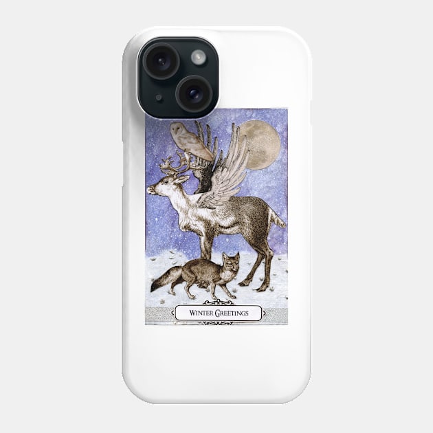 Enchanted Wildlife Winter Greetings Phone Case by WinonaCookie