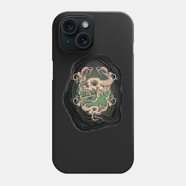 Horned Serpent Skull Sticker Phone Case by MinnieWilks