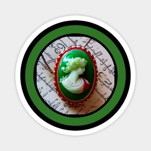 Red and Green Cameo Jewelry Design Magnet