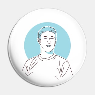 Mark Zuckerberg Line Art Pin