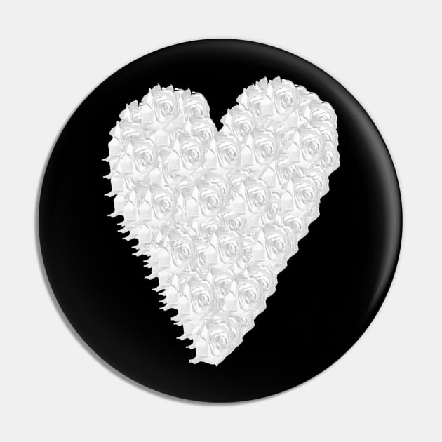 White Rose Heart Pin by Not Meow Designs 