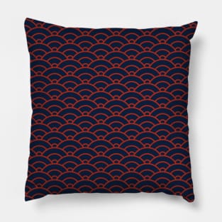 Red waves - japanese traditional Seigaiha Pattern Pillow