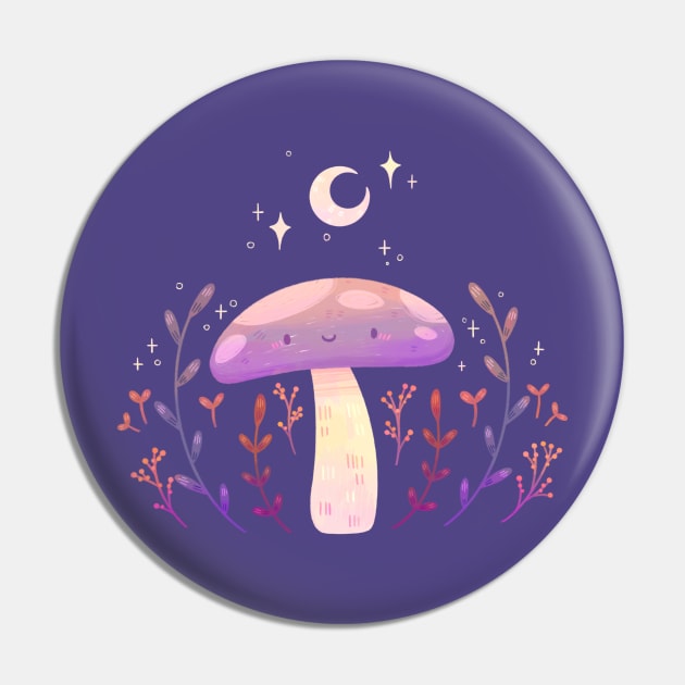 Moon Mushroom Pin by Niamh Smith Illustrations