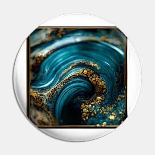 Golden aqua swirl Pin