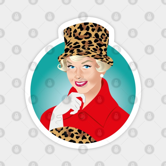 Lady in leopard print hat Magnet by AlejandroMogolloArt