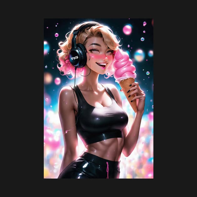 Sexy Anime Girl with Ice Cream by FurryBallBunny