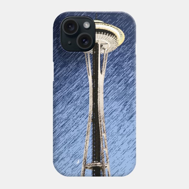 Seattle Space Needle rainy Night Phone Case by Christine aka stine1