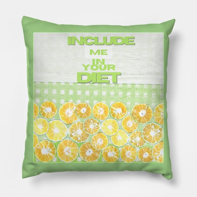 Include Me In Your Diet Citrus Patchwork Design Pillow by aspinBreedCo2