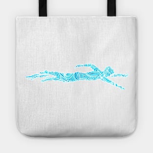 Freestyle Swimmer with Creative Blue Wave Design Gift Tote