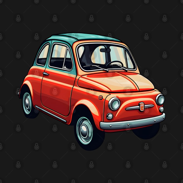 Retro Charm of a Red and Orange Fiat 500 by AIHRGDesign