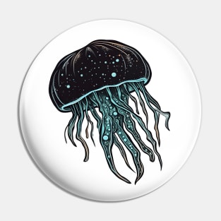 Neon and Blackwork Jellyfish Pin