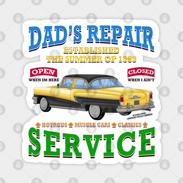 Dad's Repair Classic Car Garage Hot Rod Novelty Gift Magnet by Airbrush World