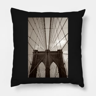 Sepia - toned Brooklyn Bridge in New York City, USA Pillow