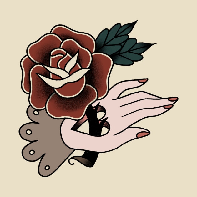 Old school tattoo - rose and hand by crisbubastis