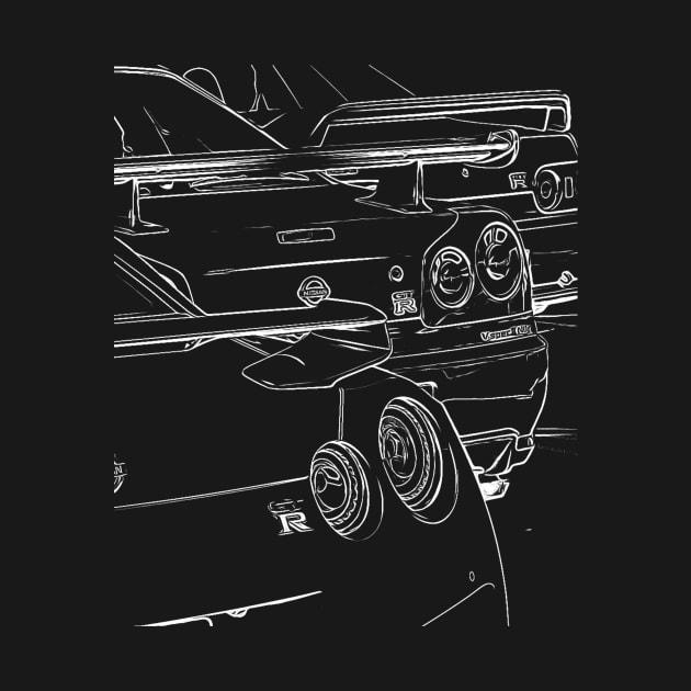 Skyline R32 R33 R34 GTR Wireframe White by Auto-Prints