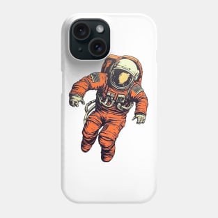 astronaut in orange space suit flying through the air Phone Case