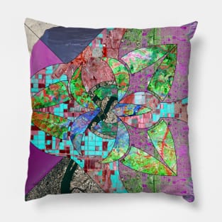 geography collage photograph city in global map Pillow