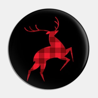 Christmas Deer in red plaid texture Pin