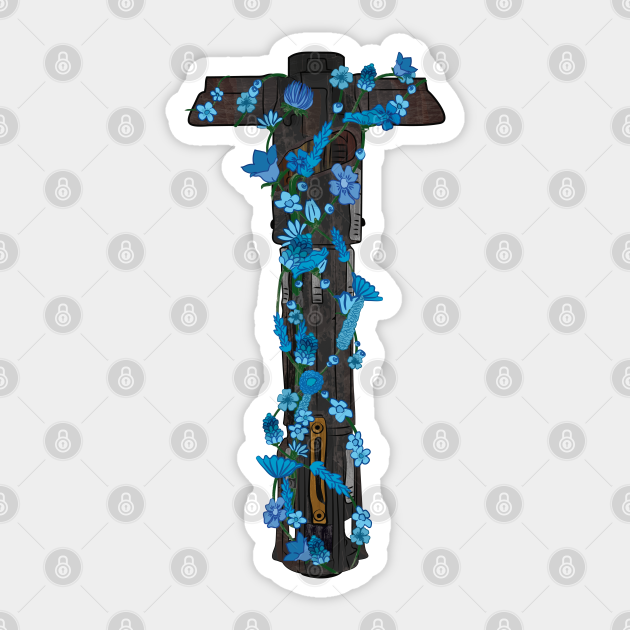 ben's saber with blue flowers - reylo - Reylo - Sticker