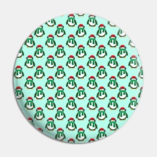 Green Christmas Penguin Pattern Pin