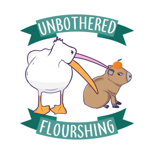 Unbothered Flourishing Capybara Pelican Funny Meme Cute Meme T-Shirt