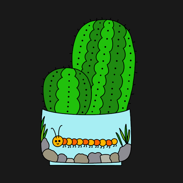 Cute Cactus Design #147: Prickly Pear Cacti In Cute Caterpillar Pot by DreamCactus