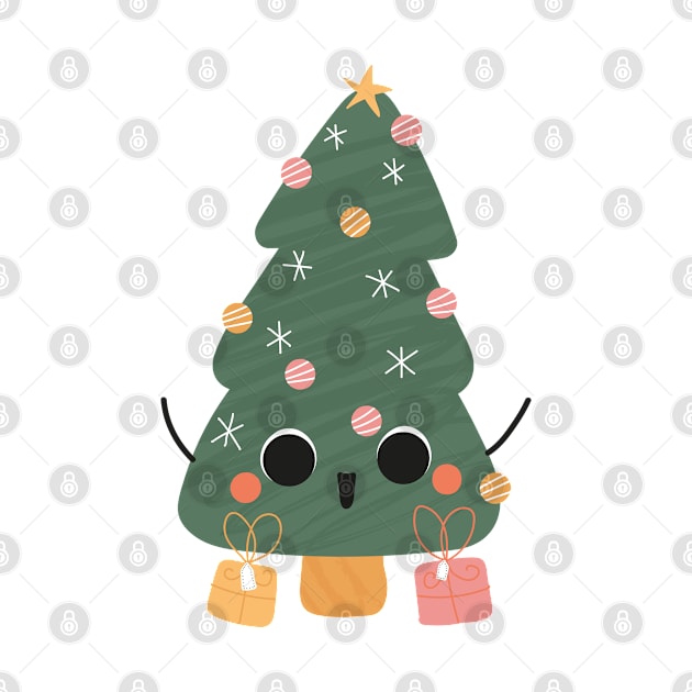 Christmas tree in Very Happy Holiday mood by Foresty Illustrations