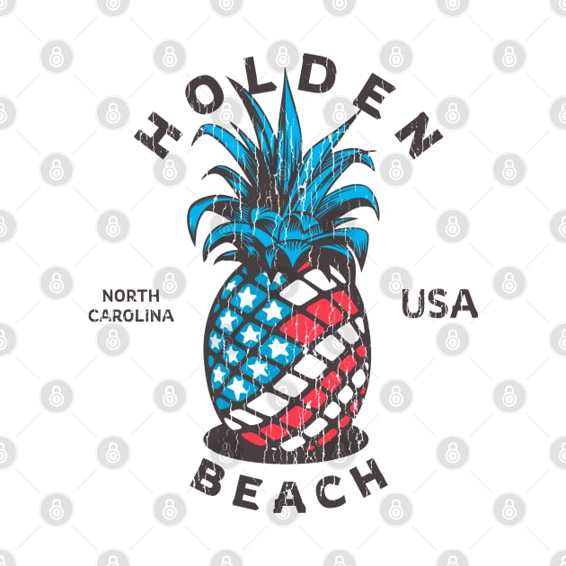 Holden Beach, NC Summertime Vacationing Patriotic Pineapple by Contentarama