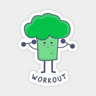 Broccoli cute workout Magnet