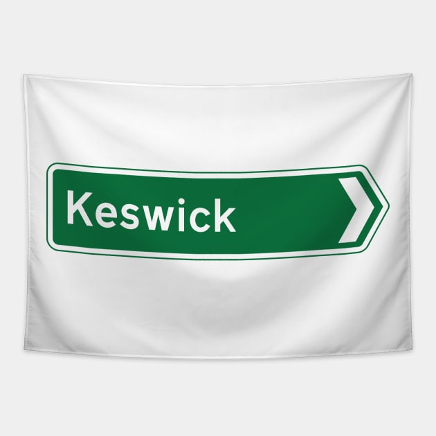 Keswick Tourist Road Sign Tapestry by CumbriaGuru