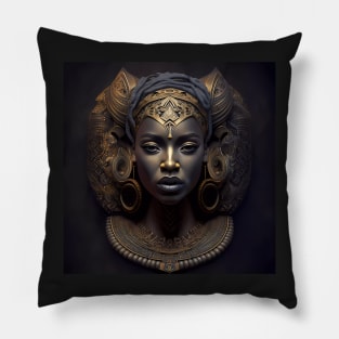 Jeweled Empress: Afrofuturistic Graphic T-Shirt Pillow