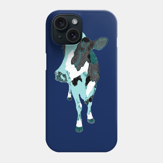 Cow Blue Phone Case by KA Textiles and Designs