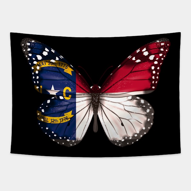 North Carolina Flag Butterfly - Gift for North Carolinian From North Carolina NC Tapestry by Country Flags